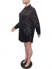 ieftine Rochii tip cămașă-Pentru femei Rochie Lunga Rochie Maxi Rochii Tip Cămașă De Bază Casual Vacanță Zilnic Fit regulat Simplu Manșon Lung Rever Negru Alb Roșu-aprins Albastru piscină Primăvară Toamnă
