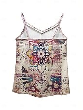 billige Tanks og camisole til kvinner-Kvinners Camisole Tank Top Grafisk Stilig Uformell Uten ermer Stropp Regular Tops Daglig Trykk Khaki Sommer