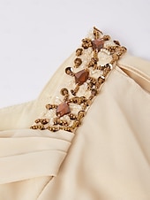 abordables Longueur du plancher-Robe de la mère de la mariée fourreau  colonne élégante invitée de mariage taille plus col rond longueur de sol chiffon manches mi-longue avec perles volants en cascade 2025