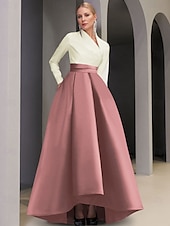 preiswerte SCHWARZ-Abendkleid in A-Linie mit schwarzer Krawatte, elegantes Kleid für formelle Hochzeitsgäste, asymmetrisch, lange Ärmel, V-Ausschnitt, Satin mit Tasche, 2025