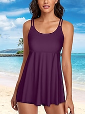 abordables Nadar-Mujer Bañadores Tankini Traje de baño Elegante Vintage Plano Sin Mangas Trajes de baño