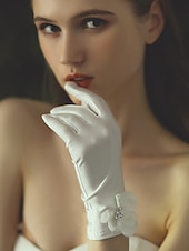 baratos Luvas de Casamento-Renda Até o Pulso Luva Elegante / Estilo Clássico Com Cor Pura Luvas de Festa / Casamento