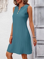 voordelige Overgooiers-Dames Mini-jurk Casual jurk Tank-jurk Basic Casual Vakantie Dagelijks Normale pasvorm Effen Mouwloos Gekerfde nek Marineblauw Fuchsia Groen Zomer