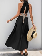 Damskie Sukienka maxi Czarna sukienka Sukienka na ukończenie szkoły Codzienne sukienki Sukienka koktajlowa Urlop Codzienny Urlop Codzienny Święto Regularny Równina Bez rękawów W serek Czarny Lato tanie maxi czarna sukienka-Damskie Sukienka maxi Czarna sukienka Sukienka na ukończenie szkoły Codzienne sukienki Sukienka koktajlowa Urlop Codzienny Urlop Codzienny Święto Regularny Równina Bez rękawów W serek Czarny Lato