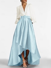 preiswerte Cocktailkleider-A-Linie Cocktailkleider Smokingkleid Elegantes Kleid Formelle Hochzeitsgast Asymmetrischer 3/4-langer Ärmel V-Ausschnitt Satin mit Raffen Derbykleider 2025