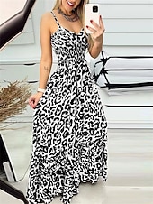 levne Umění a design šaty-Dámské maxi šaty korzetové šaty slip šaty bohémské dovolená pláž dovolená každodenní pravidelný střih grafické bez rukávu popruh černá žlutá červená modrá léto