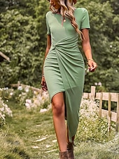 levne Jednoduché šaty-Ženské mini šaty ovíjené šaty tričkové šaty jednoduché šaty bodycon šaty příležitostné dovolená každodenní pravidelný střih grafické krátký rukáv kulatý výstřih černá růžová víno modrá léto