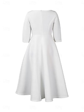 preiswerte Kentucky Kleid-Kentucky Derby Damen Midi Kleid A-Linie Kleid Fit And Flare Kleid Elegant Party Cocktail Hochzeitsgast Verlobung Cocktailparty Reguläre Passform Grafisch Ärmellos V-Ausschnitt Schwarz Weiß Rot