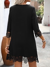 preiswerte schwarzes Minikleid-Damen Minikleid schwarzes kleid Freizeitkleid Cocktailkleid Abendkleid Basic Lässig Urlaub Täglich Normale Passform Einfach Dreiviertelarm V Ausschnitt Schwarz Rote Blau Sommer