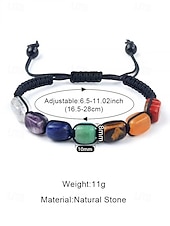 preiswerte Damenarmband-mehrfarbiges Natursteinarmband für Frauen, verstellbare Makramee-Kordel, Heilkristalle, Boho-Chic-Stil, ideal für spirituelle, lässige oder alltägliche Kleidung