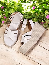 olcso Nyári szandálok-női espadrille platform ékszandál – nyitott orrú bokapántos nyári cipő hétköznapi, strand- és nyaralási viselethez