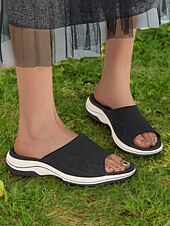 levne Pohodlné sandály-šedé sandály pro ženy – pohodlné nazouváky s otevřenou špičkou s polstrovanou podrážkou pro běžné a outdoorové aktivity