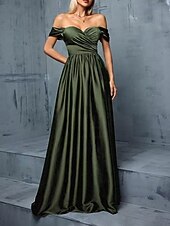 cheap Special Occasion Dresses-A-Line Evening Gown Party Dress Evening Party Black Tie Gala Floor Length Short Sleeve Sweetheart Cotton Backless with Ruched