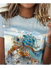 ieftine ceai hawaiian-Pentru femei Tricou Trandafir Floral Grafic Elegant Epocă Modă Manșon scurt Rotund Topuri obișnuite Zilnic Ieșire Sfârșit de săptămână Imprimeu Albastru celest Vară