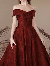 abordables Robes de bal de promo-Robes de bal en A robe vintage bal gala cravate noire longueur complète manches courtes épaules dénudées poches polyester sans dos avec imprimé floral robe invitée de mariage