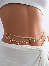 cheap Women&#039;s Belt-Gold Star Belly Chain with Crystal Detailing – Adjustable Waist Jewelry for Women, Boho Chic Style, Perfect for Beachwear, Festivals and Parties