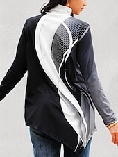 cheap Art&amp;Design tee-Women&#039;s T shirt Long Sleeve Plus Size Shirt Blouse Basic Butterfly Print Long Sleeve Regular Tops Turtleneck High Neck Casual Silver Black White Yellow Gray Spring Fall Prefall