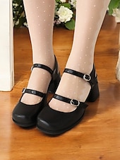 olcso Block Heels-női retro dupla pántos mary jane sarkú cipő – vaskos blokksarkú, kerek orrú pumpák vintage, cosplay és mindennapi viselethez