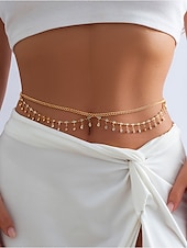 cheap Women&#039;s Belt-Gold Star Belly Chain with Crystal Detailing – Adjustable Waist Jewelry for Women, Boho Chic Style, Perfect for Beachwear, Festivals and Parties