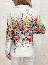 economico Top d&#039;Arte e Design per Donne-Per donna Camicia Ombre Casual Manica Lunga Colletto a Camicia Top Regolari Lavoro Quotidiano Bottoni Stampato Beige Primavera Autunno Inverno