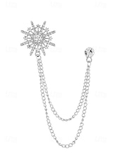 voordelige Heren dassen en vlinderdassen-elegante kristallen ster revers speld met gouden kettingen – stijlvolle broche voor mannen en vrouwen, perfect voor pakken, bruiloften en formele gelegenheden