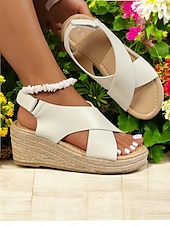 levne Sandály na dovolenou-černé espadrilkové sandály na klínku pro ženy – stylový design s křížovým páskem, pohodlná letní obuv, ideální na pláž a běžné výlety