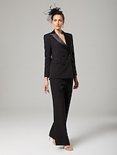 preiswerte Hosenanzüge für Mama-Hosenanzug der Brautmutter Eleganter Hemdkragen knöchellang dehnbare Chiffon lange Ärmel mit Knöpfen einfarbig 2025