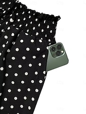 economico gamba larga e vita alta-pantaloni da donna moda casual maxi vita alta pantaloni a pois tasca stampa microelastico strada quotidiano nero giallo rosso grigio estate poliestere