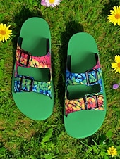 Χαμηλού Κόστους Γυναικεία παπούτσια-Η 250η Επέτειος των Ηνωμένων Πολιτειών Γυναικεία Σάνδαλα με Πολύχρωες Πεταλούδες και Ρυθμιζόμενο Μπuckle – Ζωντανά Καλοκαιρινά Σάνδαλα Slip-On για Παραλία Διακοπές και Casual Χρήση