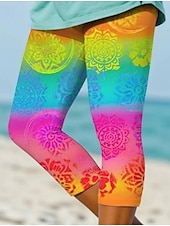billige Kunst og design trykk-Kvinners leggings capribukser høy elastisitet mote gatekultur full lengde høy midje grafisk trykk termisk varm pustende myk utendørs daglig lys rosa fall vinter vanlig passform