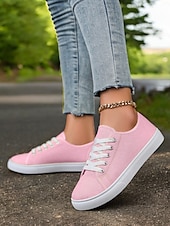 cheap Women&#039;s Sneakers-Canvas Lace-Up Sneakers for Women – Classic and Comfortable Sneakers for Everyday Wear, Perfect for Casual Outings and Weekend Adventures