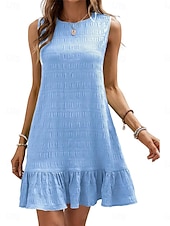 cheap Sundresses-Women&#039;s Mini Dress Casual Dress Tank Dress Basic Casual Vacation Daily Regular Fit Plain Sleeveless Crew Neck Black Pink Blue Summer