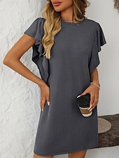 voordelige T-shirt-jurken-Dames Mini-jurk Casual jurk Mini-jurk A lijn jurk Basic Verjaardag Vakantie Werk Casual Ruim Passend Streep Katoenen stof Korte mouw Strakke ronde hals Blozend Roze Hemelsblauw Groen Khaki Zomer Lente