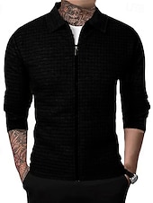 economico Giubbotti e cappotti da uomo-Per uomo Giacca Leggera Giacca Estiva Giacca Camicia Giacca di transizione Vacanza Quotidiano Resistente all&#039;usura Tasca Primavera Autunno Semplice Moda Classico Bavero Regolare Nero Bianco Vino Blu