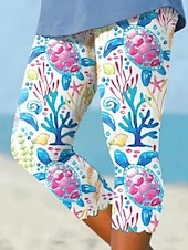 economico Stampa Floreale-Pantaloni Capri Leggings da Donna Alta Elasticità Moda Streetwear Lunghezza Completa Vita Alta Stampa Floreale Termica Calda Traspirante Morbida Outdoor Quotidiano Bianco Latte Autunno Inverno