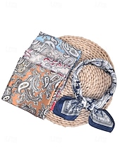 cheap Women&#039;s Scarves-Paisley pattern multicolor silk scarf - soft and stylish women&#039;s headband and pocket square, perfect for casual, outdoor and formal occasions