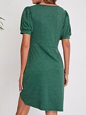abordables Robe Simple-Robe Mini Femme Robe Portefeuille Robe T-Shirt Robe Tee Robe Unie Robe Bodycon Décontractée Vacances Travail Ville Ajustement Régulier Graphique Manches Courtes Col Rond Noir Blanc Vin Vert Été
