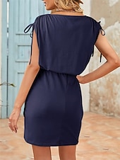 cheap Plain Dress-Women&#039;s Mini Dress T Shirt Dress Tee Dress A Line Dress Solid Color Casual Vacation Casual Daily Regular Fit Graphic Short Sleeve Crew Neck Black Red Navy Blue Green Summer