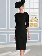 preiswerte Teelänge-Kleid Brautmutter Kleid Formal Hochzeitsgast Elegant Vintage Juwel Ausschnitt Tee Länge Chiffon 3/4 Länge Ärmel mit Spitze Perlen Schicht Derby Kleid Renntag Kleid 2025