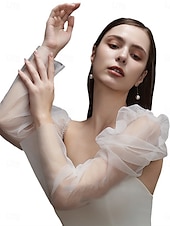 baratos Luvas de Casamento-Renda Até o Cotovelo Luva Elegante / Estilo Clássico Com Cor Pura Luvas de Festa / Casamento
