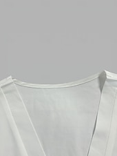 voordelige Dames eenvoudige tops-Dames Overhemd Blouse Effen Kleur Stijlvol Casual Lange mouw V-hals Normale tops Dagelijks Kant Lapwerk Wit Zomer Lente