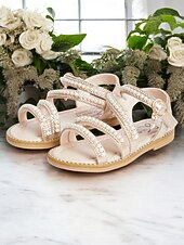 preiswerte Kinder &amp; Blumenmädchen-Perlenriemchen-Sandalen für Mädchen – stilvolles Hochzeitsschuhwerk für Blumenmädchen