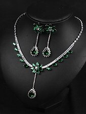 abordables Parures de Bijoux-Parure de Bijoux 1 Vert Zircon Chrome Imitation de diamant 1 Collier Boucles d&#039;Oreilles Femme Elégant Rétro Vintage Mode Le style rétro Classique Parure de Bijoux Pour Mariage Soirée