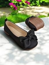 baratos Sapatilhas de mulher-sapatos descalços com laço feminino – sapatos largos e macios, sapatilhas de balé casuais e confortáveis para uso diário