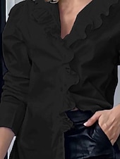 economico Bluse Eleganti-Per donna Camicia Elegante Manica 3/4 Scollo a V Top Regolari Nero Estate Primavera