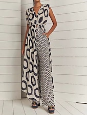 ieftine Costume de bluză de damă-Pentru femei Set de rochii Rochie casual Set fuste Casual Geometric Zdrobit Buzunar Rochie Maxi Fără manșon Guler de stand În aer liber Zilnic Negru Vară Primăvară Fit regulat
