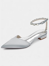 abordables Officiel-chaussures de mariage chic en satin noir avec bride à la cheville en cristal – bout pointu, talon bas, parfaites pour les mariages et les occasions élégantes
