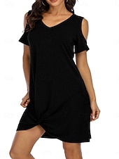 ieftine Rochie simplă-Rochie mini pentru femei Rochie înfășurată Rochie tip T-shirt Rochie tip Tee Rochie de culoare solidă Rochie tip shift Rochie Off The Shoulder Casual Vacanță Casual Zilnică Ajustare regulată Grafic