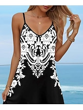 preiswerte Streifen- und geometrische Kleider-Frauen Maxi Kleid Lässiges Kleid Sommerkleid A-Linie Kleid Bohemia Urlaub Tropischer Urlaub Lässig Täglich Reguläre Passform Floral Grafik Schmetterling Ärmellos V-Ausschnitt Schwarz Sommer Frühling