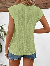 cheap Stripe&amp;Geometric tee-Women&#039;s T Shirt Plain Elegant Fashion Modern Sleeveless Crew Neck Regular Tops Daily Weekend White Pink Blue Green Summer Spring